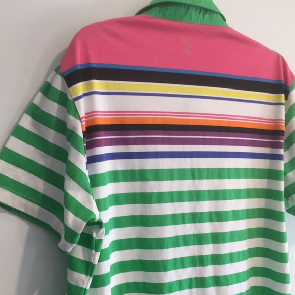 Puma Men’s Striped Collared Short Sleeve Polo Shirt size XL - Picture 4 of 16